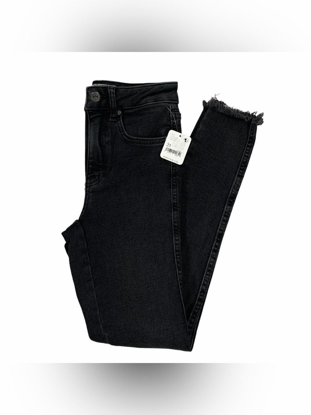 We The Free Black Faded Distressed High Waisted Stretch Denim Skinny Jeans Sz 2